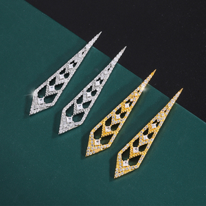 Boucles d'oreilles pendantes en zircon cubique plaqué or 18K, bijoux pour mariage, fête de demoiselle d'honneur, nouvelle collection - Product Image 3