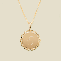 Collar con Colgante Circular de Acero Inoxidable Jietao, Chapado en Oro de 18K, con Borde Festoneado, Grabable, Joyería Vintage Personalizable para Navidad