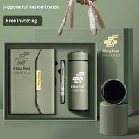 Coffret Cadeau Affaires : Carnet en Similicuir, Mug Isotherme, Parapluie et Agenda à Reliure Cousue pour Usage Professionnel au Bureau