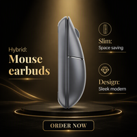 Écouteurs sans fil 2-en-1 avec étui de chargement, souris ergonomique pour gaucher, accessoire portable pour ordinateur
