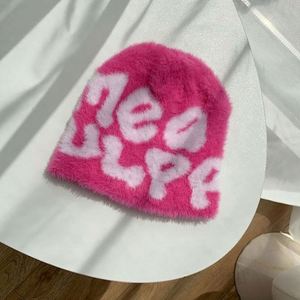 Vente en gros de bonnets d'hiver tricotés unisexes personnalisés, mohair de qualité supérieure, jacquard Mea Culpa, bonnet 100% nylon - Product Image 6