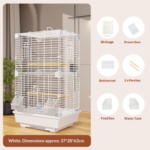 Gabbia di Lusso per Pappagalli Bianco Perla con Mangiatoia e Abbeveratoio Automatici, Grande Villa per Piccioni, Gabbia Ornamentale in Metallo - Product Image 6