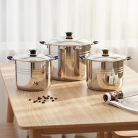 Ensemble de 6 casseroles en acier inoxydable avec poignée en silicone noir moderne minimaliste avec logo personnalisé pour cuisinière à induction en forme de ventre