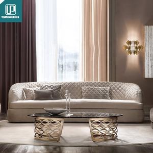 Ensemble de canapés de salon de luxe en tissu blanc crème de style moderne, design italien haut de gamme, grand canapé confortable - Product Image 1