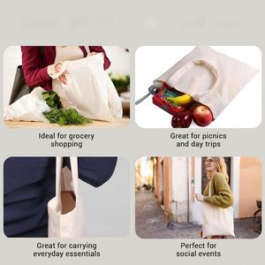 Sacs fourre-tout en toile de coton pour courses, avec fermeture éclair, vente en gros, les plus vendus - Product Image 4