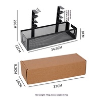 Support de rangement rectangulaire moderne en métal et acier au carbone avec finition laquée, à un seul niveau, en plastique PP, pour gestion des câbles sous le bureau