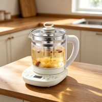 Bouilloire Électrique Multifonctionnelle 1,8 L en Acier Inoxydable pour la Conservation de la Santé, Chauffage et Stérilisation Mécaniques