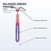 Marteau à griffes monobloc, construction solide intégrée, durable, robuste, équilibré, qualité professionnelle, instrument de précision