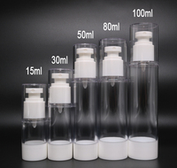 Botella Redonda de Plástico Vacía para Loción, 15ml 30ml 50ml, Botella Redonda AS para Aceite Esencial y Cosméticos, con Bomba Dosificadora