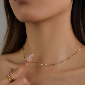 Collar de Cadena Semicircular Hecho a Mano en Acero Inoxidable Chapado en Oro de 18K <span class=keywords><strong>J</strong></span>&DModern, Joyería de Moda Duradera para Uso Diario - Product Image 4