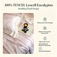 Parure de draps ajustés King Size 100 % Lyocell d'eucalyptus tissé, motif végétal imprimé, écologique, moderne, garnie de soie, 300 fils au pouce carré