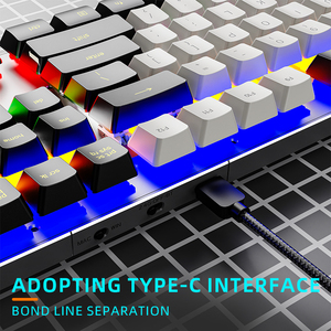 107 phím nhôm chơi game Bàn phím RGB Backlit chống bóng mờ PC máy tính có dây bảng chuyển đổi màu đỏ Bàn Phím Cơ khí với núm - Product Image 4