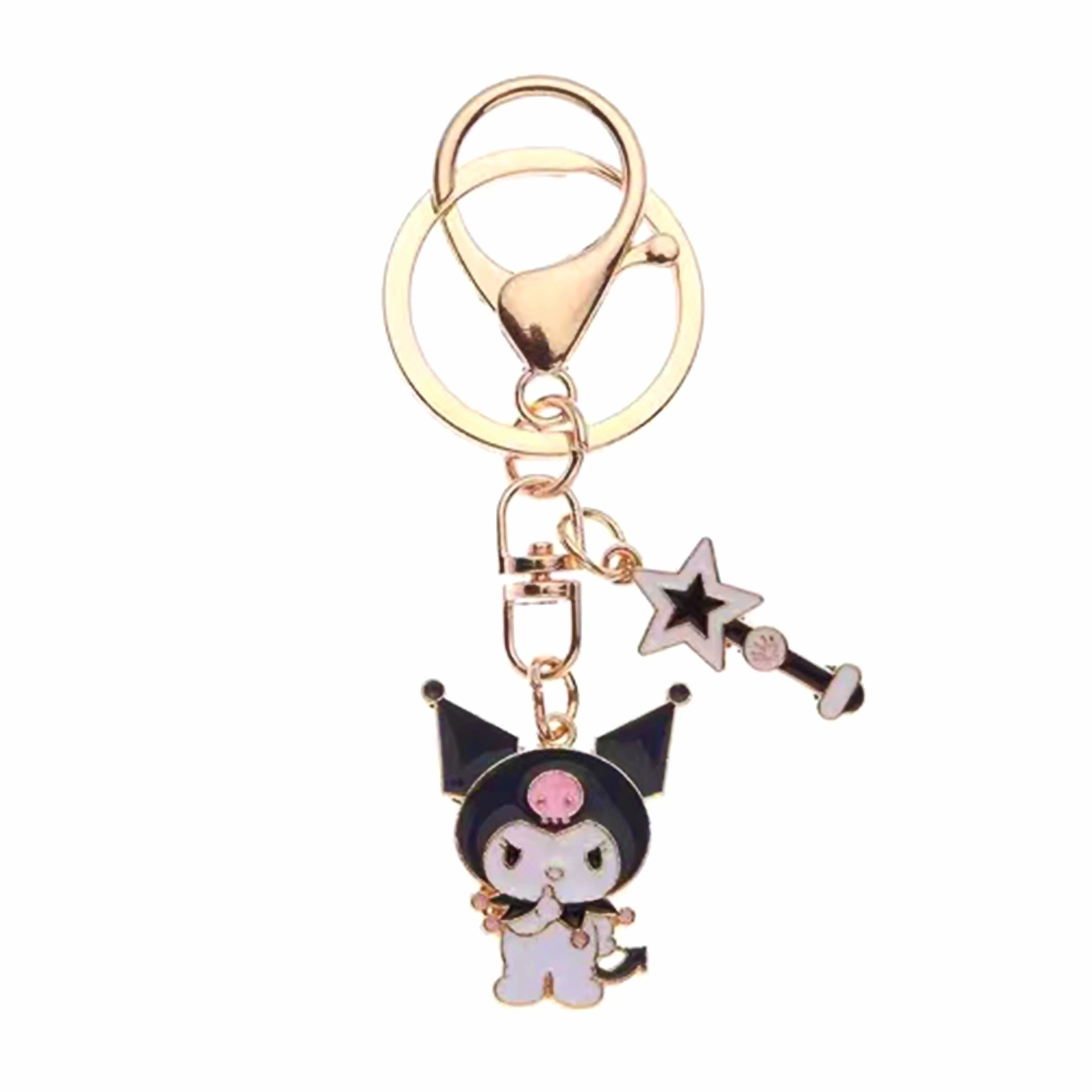 Factory Direct Sale Keychain Ladies Backpack Accessories Kuromi Key Chain Soft Hard Enamel Key Rings For Girl's Bag