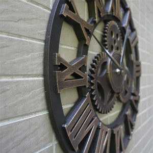 <span class=keywords><strong>Orologio</strong></span> da parete con <span class=keywords><strong>ingranaggi</strong></span> retrò in legno Color nero e oro Vintage di tutte le dimensioni normali - Product Image 5