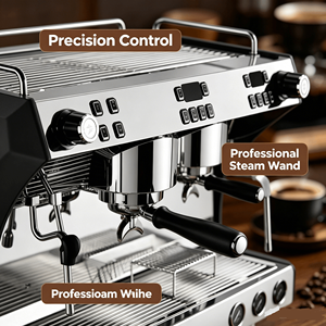 Máquina de Espresso Semiautomática Comercial de Doble Caldera y 2 Grupos, 9 Bares de Presión, Fácil Limpieza, Equipo para Cafetería - Product Image 3