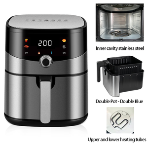 Продажа в Китае, нержавеющая сталь, коммерческая стеклянная электрическая цифровая промышленная небольшая двойная машина, умная воздушная фритюрница - Product Image 6
