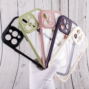 Borse e custodie per cellulari per <span class=keywords><strong>iphone</strong></span> 15 14 <span class=keywords><strong>13</strong></span> 12 11 pro custodia trasparente per pc tpu <span class=keywords><strong>fotocamera</strong></span> proteggi la copertura del telefono cellulare con cornice a colori - Product Image 1