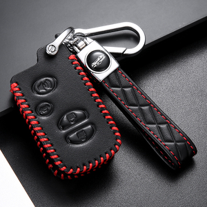 Coque de clé de voiture en cuir faite à la main pour Toyota Land Cruiser Prado Camry Reiz porte-clés intelligent couvre avec fermeture suspendue - Product Image 1