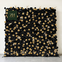 Handgefertigte Großhandels-Kunstseidenblumenwand mit Schwarzen Blumen für Weihnachts- und Feiertagsdekoration - Umweltfreundlich