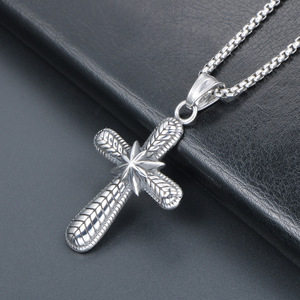 European American Style <b>Titanium</b> Steel Cross Necklace For Men Geometric Pendant Sweater <b>Chain</b> SP731 - Product Image 2