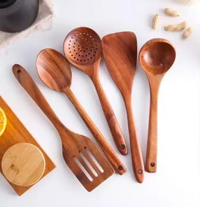 Juego de Utensilios de Cocina de Madera de Diseño Moderno, 6 Piezas, con Soporte, para una Cocina Saludable - Product Image 4