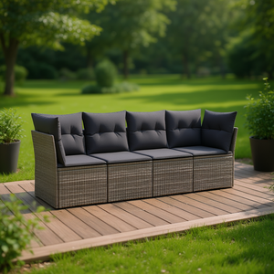 Ensemble de canapés de jardin en rotin 4 places, résistant aux intempéries, design contemporain - Product Image 2