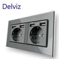 Delviz – prise électrique standard EU 16a, panneau en verre, protection intelligente contre les surcharges, prise murale double puissance avec port de charge USB