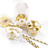 Boîte à bonbons en feuille d'or de luxe de mariage, sac cadeau, ruban, boîte à bonbons pliable écologique, Mini boîte en papier d'emballage de chocolat, vente en gros
