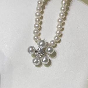 31194DIY Pearl Accessories S925 Silver Pendant Platinum Necklace with Multiple Beads and 6-7mm Round <b>Jade</b> Beads - Product Image 1