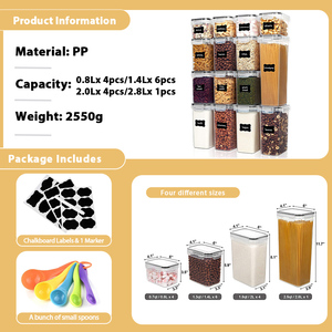 Bán Buôn 15-Mảnh Bộ Nhựa Trong Suốt Lưu Trữ Lon Kích Cỡ Khác Nhau Cho Hộ Gia Đình Nhà Bếp Hạt Lưu Trữ Đồ Nội Thất Nhà Bếp - Product Image 5