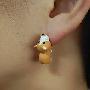 2025 moda 1 par de bonitos dibujos animados suelo suave Animal mordedura arcilla pendientes dinosaurio interesante regalo femenino pendiente - Product Image 5