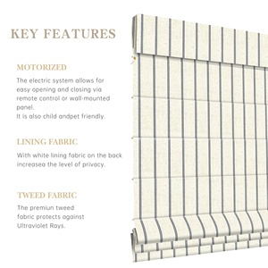 Tenda Romana a Strisce Francesi con Motore Elettrico e Telecomando, Tessuto Oscurante Morbido di Tipo Piatto - Product Image 2