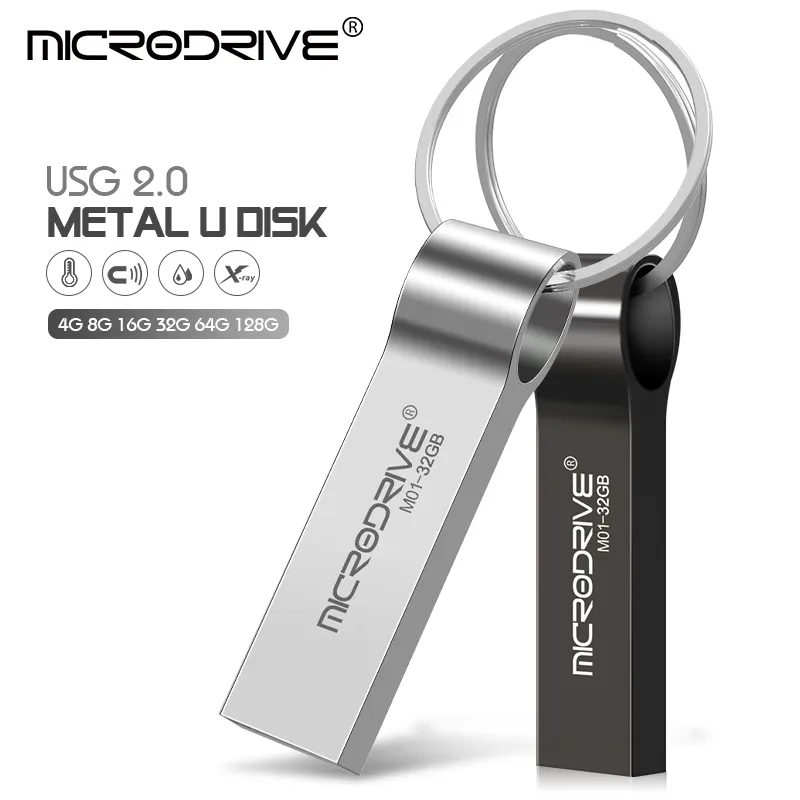 Stainless Steel Clip USB Flash Drive wholesale Free Custom Logo Keychain Mini Metal USB pen drive 1GB 2GB 4GB 8GB 16GB 32GB