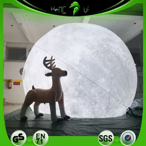 Outdoor LED PVC Moon And Deer Model Balloon Custom Inflatable Lighting Moon And Animal Balloon For Advertising Promotion