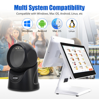 En stock Lecteur de code QR omnidirectionnel à capteur CMOS 2D CE FCC ROHS USB filaire Détection automatique Lecteur de code-barres de bureau