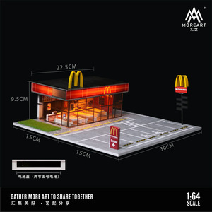 MOREART 1/64 Diorami di Simulazione Parcheggio Ristorante, Scenari con Modelli Auto, Illuminazione e Architettura Stereoscopica, Collezione di Miniature - Product Image 4