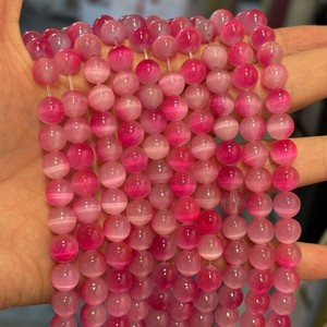 ลูกปัดหินธรรมชาติขนาด 6 มม. 8 มม. สี<span class=keywords><strong>เขียว</strong></span>ไล่เฉดสีชมพู/ฟ้าเขียว ลายตาแมว รูปทรงกลม สำหรับทำเครื่องประดับ - Product Image 6