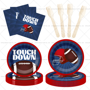 DAMAI Football Party Supplies Kit Paper Napkins Plates Cups Touchdown Theme <b>Game</b> Day Tailgate Decoration - Product Image 3