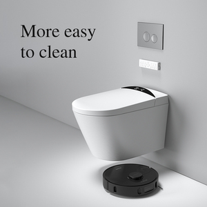WC intelligent de luxe mural avec siphon en P, chasse d'eau par gravité, télécommande incluse, capteur de pied, WC automatique KL-075 Sm - Product Image 4