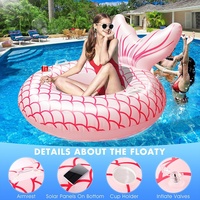 Sirène gonflable Flamingo Swan Shark Mount Water Toys avec LED lumineuse Row Adult Floating Row White Swan Swimming Rings
