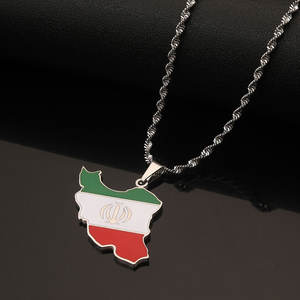 Colliers tendance anti-ternissement en argent et or PVD, bijoux fins en acier inoxydable 316L, collier carte de l'Iran pour femmes - Product Image 4