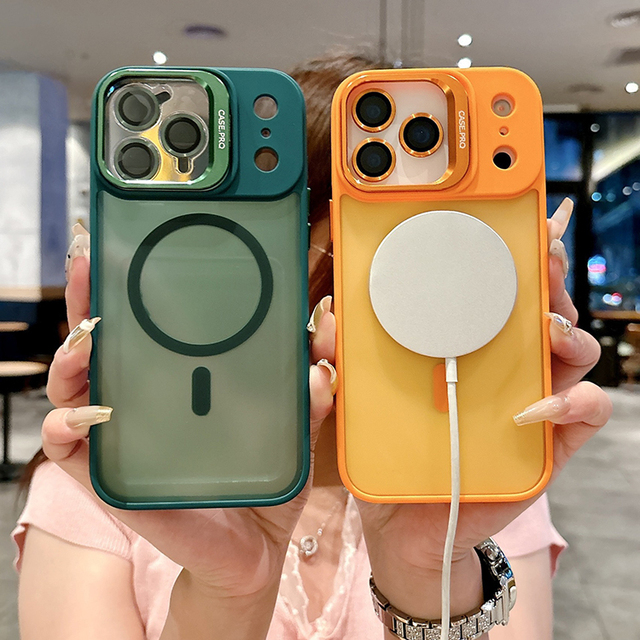 MOQ 500 Camera Frame Kickstand 17 Pro Max 17 air Back Cover Camera Protector for iPhone 17 16 15 Plus 14 Magnetic Matte case