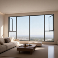 Ventana Abatible AS2047 de Reemplazo con Rotura de Puente Térmico, Doble Acristalamiento, Aislamiento Térmico y Acústico, Apertura Exterior, Ahorro Energético