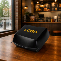 Boîte à hamburger pliable noire personnalisée, papier recyclé de qualité alimentaire, emballage à emporter pour la restauration rapide