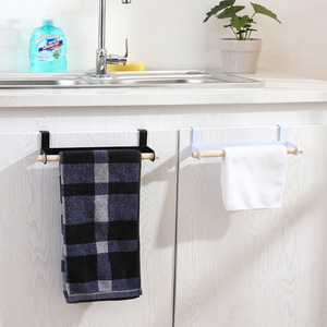 Porte-serviettes pour porte d'armoire de cuisine, sans perçage, support de rangement sans trace pour cuisine et salle de bain, blanc et noir - Product Image 1