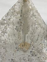6 types de combinaisons de perles et de strass + tissu brodé de paillettes en maille dobby pour robe de mariée, tissu brodé de perles respirant