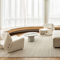 Fauteuil simple au design nordique moderne et minimaliste, en velours bouclé, pour petit appartement, chambre à coucher, salon