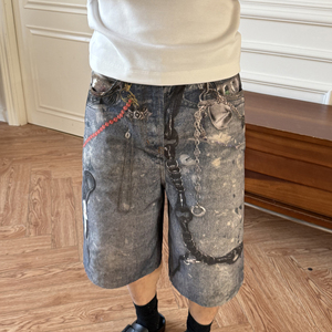 Su misura Trompe L'oeil cintura con stampa toppe Vintage in Denim in Denim Shorts per <span class=keywords><strong>uomo</strong></span>-per l'estate - Product Image 3