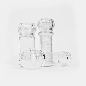 Bouteille en verre transparente de moulins à poivre de sel d'épices portative de 100ml avec le broyeur