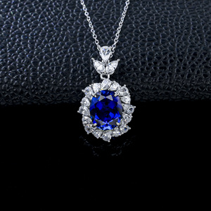 Collier en argent sterling 925 avec saphir cultivé en laboratoire - Product Image 2